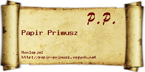 Papir Primusz névjegykártya